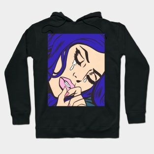 Blue Sad Comic Girl Hoodie